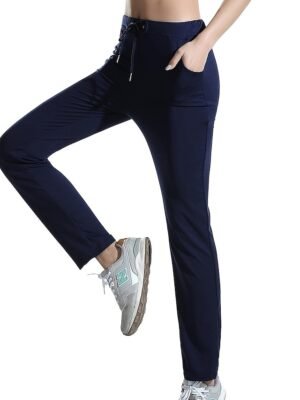 Active High Waist Plain Full Length Sweatpants - Image 14