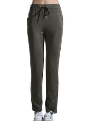 Active High Waist Plain Full Length Sweatpants - Image 4