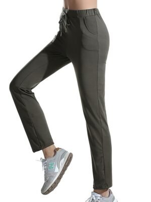 Active High Waist Plain Full Length Sweatpants - Image 5