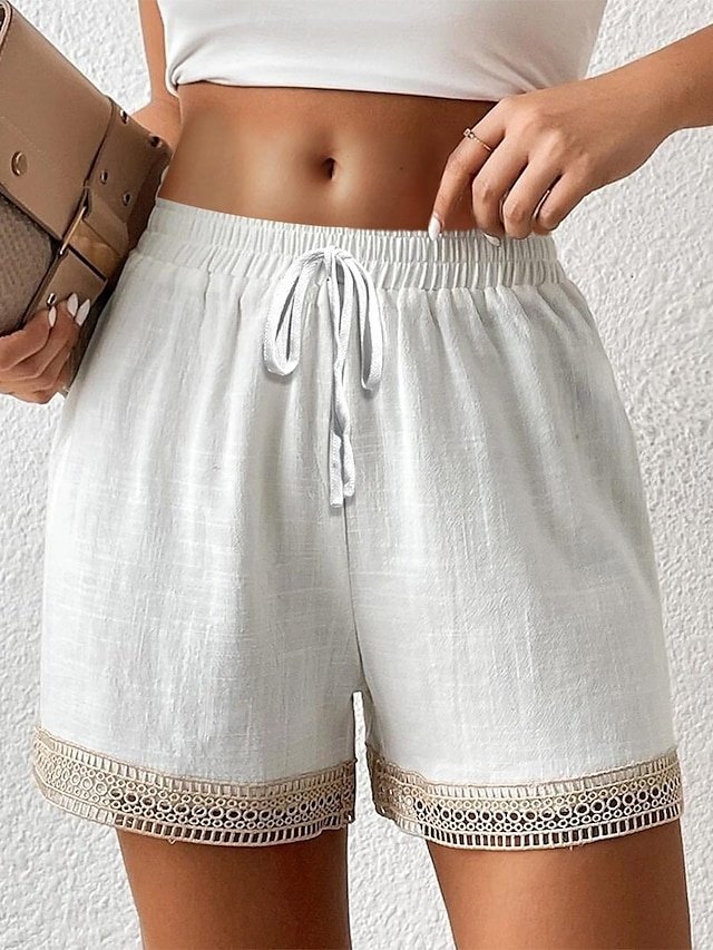 Active High Waist Plain White Shorts - Image 1