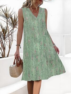 Active Loose Fit Floral Strap V Neck Sleeveless Midi Dress - Image 2
