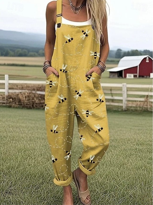 Active Loose Fit Graphic Sleeveless Drawstring Summer Romper - Image 2