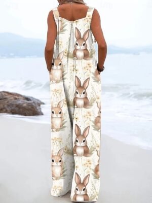 Active Loose Fit Graphic Sleeveless Wide Leg Summer Dungarees - Image 2