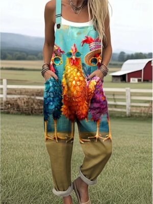 Active Loose Graphic Sleeveless Straight Romper - Image 1