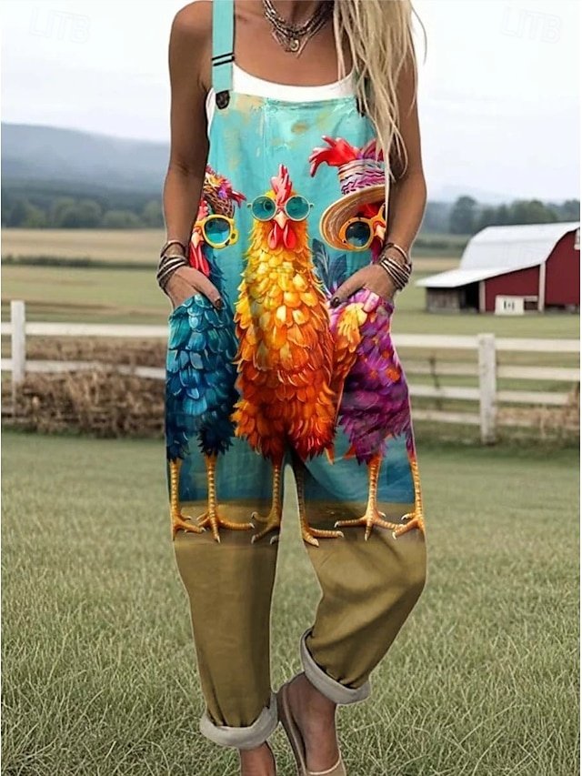 Active Loose Graphic Sleeveless Straight Romper - Image 1