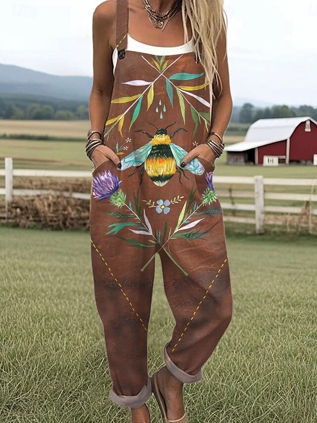 Active Loose Graphic Sleeveless Wide Leg Jumpsuit - Image 2