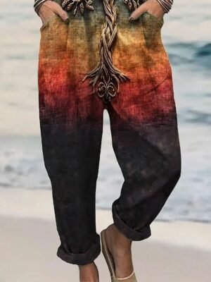 Active Loose Print Sleeveless Vacation Dungarees - Image 3