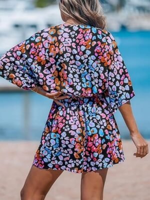 Active Regular Fit Geometric V Neck 3/4 Sleeve Romper - Image 5