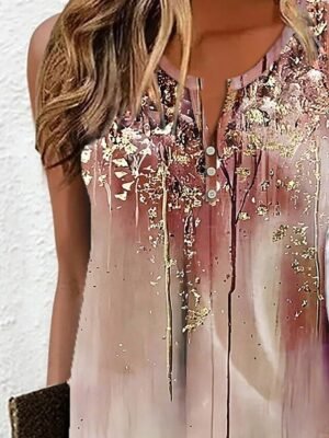 Active Regular Fit Ombre Floral Split Neck Sleeveless Mini Dress - Image 2