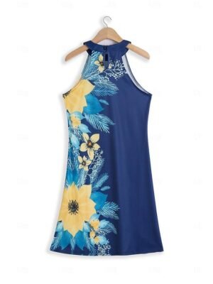 Active Regular Fit Paisley Halter Neck Sleeveless Midi Dress - Image 3