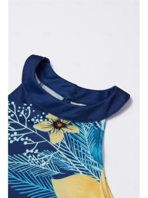 Active Regular Fit Paisley Halter Neck Sleeveless Midi Dress - Image 4