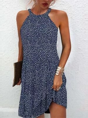 Active Regular Fit Paisley Halter Neck Sleeveless Midi Dress - Image 9