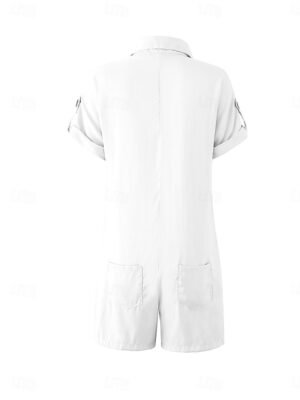 Active Regular Fit Solid Shirt Collar Short Sleeve Romper - Image 6