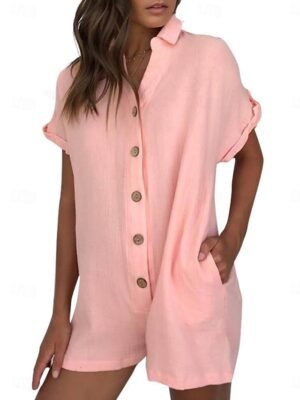 Active Regular Fit Solid Shirt Collar Short Sleeve Romper - Image 7