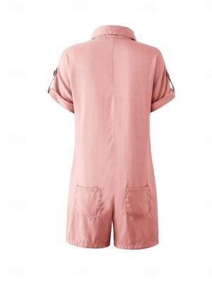 Active Regular Fit Solid Shirt Collar Short Sleeve Romper - Image 9