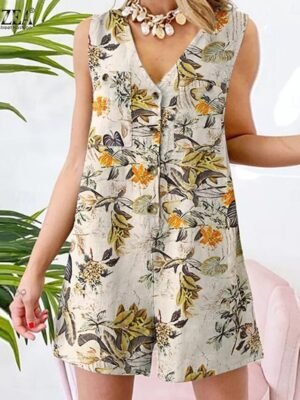 Active Regular Floral V Neck Sleeveless High Waist Romper - Image 4