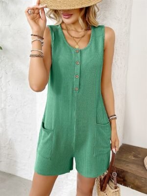 Active Regular Graphic Round Neck Sleeveless Romper - Image 22