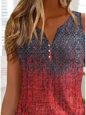 Active Regular Ombre V Neck Sleeveless Regular Top - Image 2