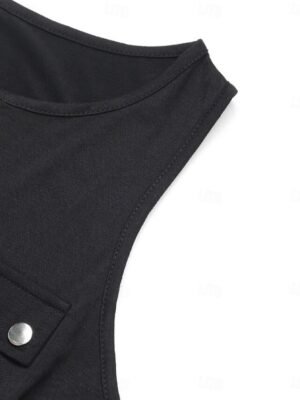 Active Regular Solid Colour Round Neck Sleeveless Romper - Image 8