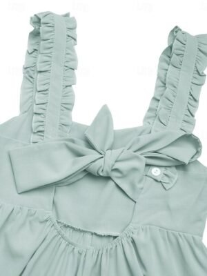 Active Regular Solid Square Neck Sleeveless Backless Romper - Image 9