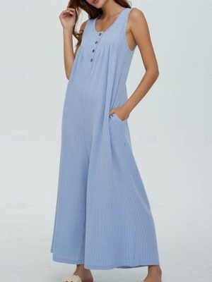 Active Regular Solid U Neck Sleeveless Long Jumpsuit - Image 11