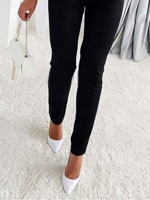 Active Regular Solid V Neck Long Sleeve Mesh Jumpsuit - Image 2