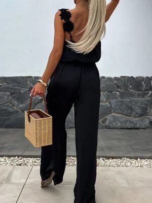 Active Regular Solid V Neck Sleeveless Jumpsuit - Image 10
