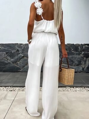 Active Regular Solid V Neck Sleeveless Jumpsuit - Image 6
