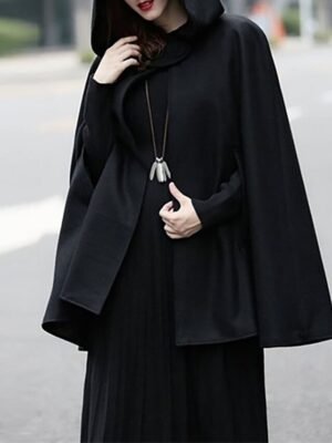 Artistic Oversize Plain Hoodie Sleeveless Cloak - Image 2