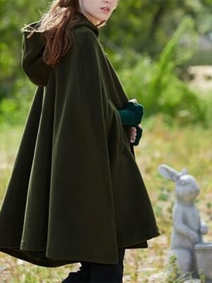 Artistic Oversize Plain Hoodie Sleeveless Cloak - Image 4