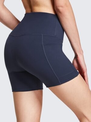 Athleisure Skinny Solid High Waist Elastic Shorts - Image 4
