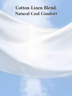 Basic Casual Baggy Mid Waist Cotton Linen Trousers - Image 2