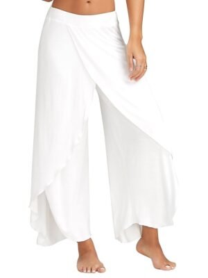 Basic Loose Letter Mid Waist Split Wide Leg Culottes - Image 15