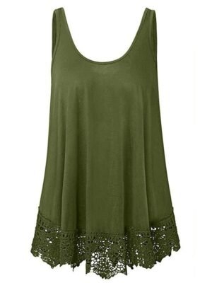 Basic Plus Size Lace Crew Neck Sleeveless Regular Vest - Image 5