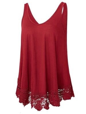 Basic Plus Size Lace Crew Neck Sleeveless Regular Vest - Image 6