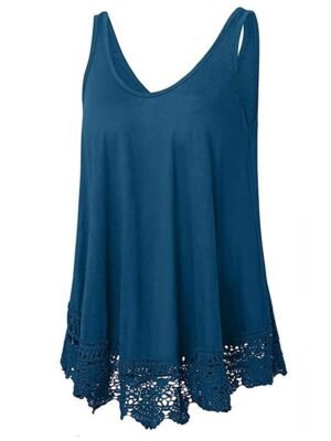 Basic Plus Size Lace Crew Neck Sleeveless Regular Vest - Image 8