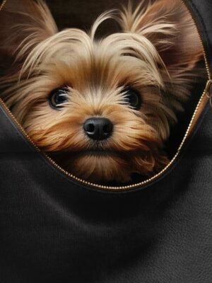 Basic Regular Dog Print Round Neck Short Sleeve Top - Image 2