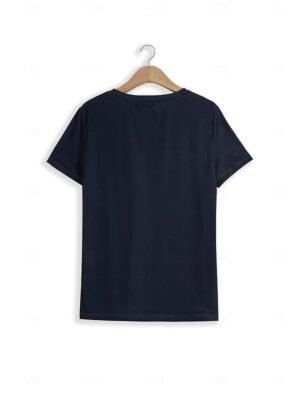 Basic Regular Dog Print Round Neck Short Sleeve Top - Image 3