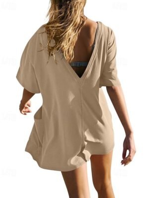 Basic Regular Fit Solid Crew Neck Short Sleeve Romper - Image 11
