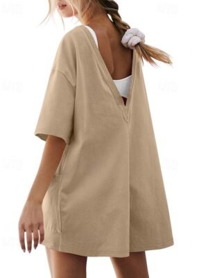 Basic Regular Fit Solid Crew Neck Short Sleeve Romper - Image 12