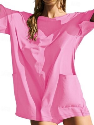 Basic Regular Fit Solid Crew Neck Short Sleeve Romper - Image 14