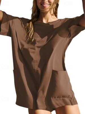 Basic Regular Fit Solid Crew Neck Short Sleeve Romper - Image 19