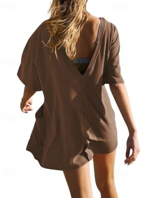 Basic Regular Fit Solid Crew Neck Short Sleeve Romper - Image 20