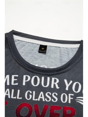 Basic Regular Letter Print Round Neck Short Sleeve Top - Image 10