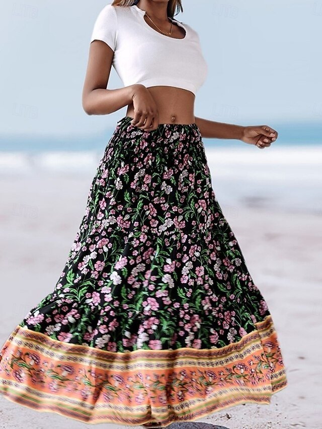 Bohemia A-Line Ethnic High Waist Maxi Skirt - Image 2