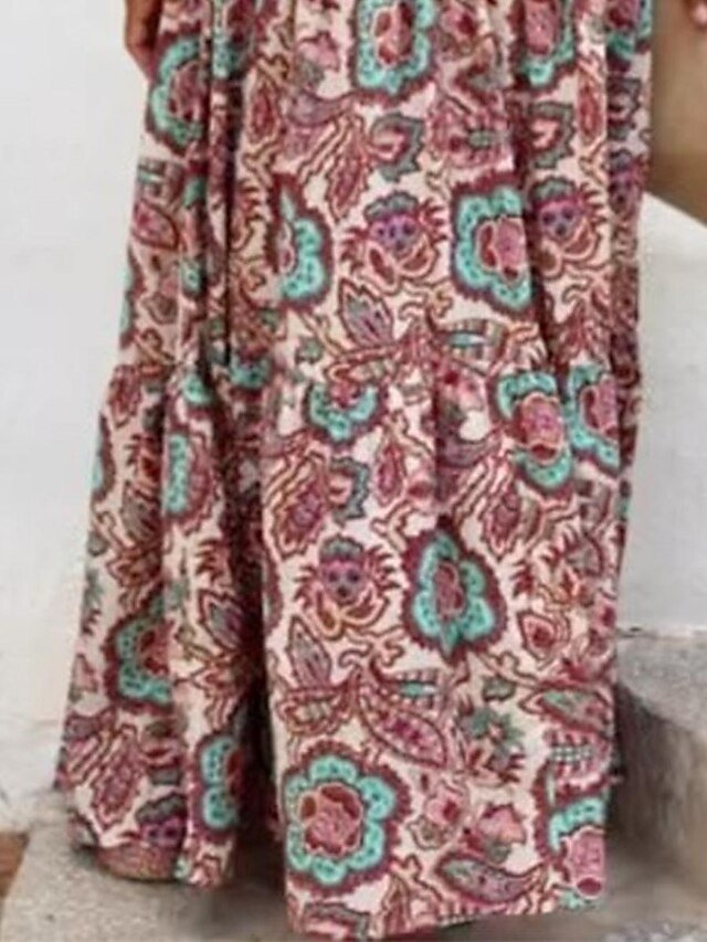 Bohemian Regular Fit Floral Halter Neck Sleeveless Maxi Dress - Image 2