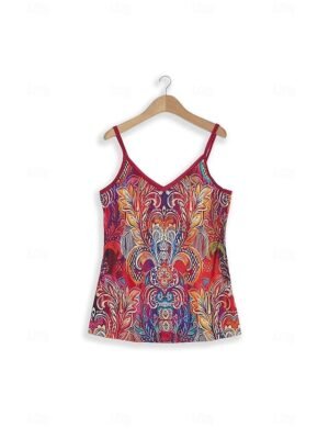 Bohemian Regular Fit Paisley V-Neck Sleeveless Camisole - Image 10