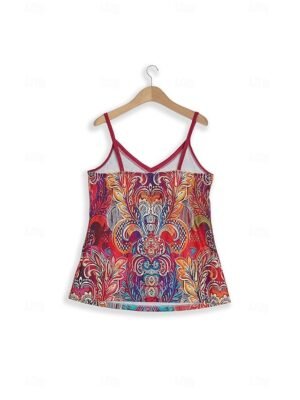 Bohemian Regular Fit Paisley V-Neck Sleeveless Camisole - Image 11