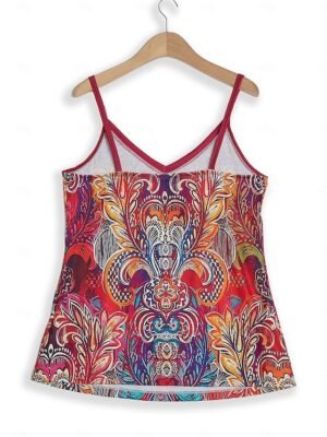 Bohemian Regular Fit Paisley V-Neck Sleeveless Camisole - Image 3
