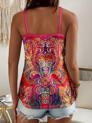 Bohemian Regular Fit Paisley V-Neck Sleeveless Camisole - Image 8